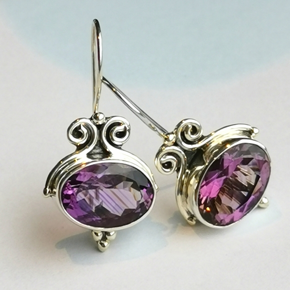 Stunning sterling silver Amethyst drop earrings - Picture 3 of 7